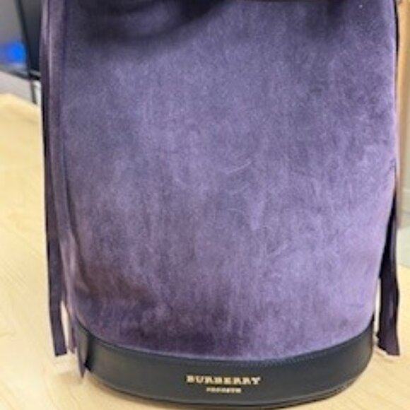 Rare..Burberry Fringe Bucket Suede Bag Purple - Picture 9 of 15